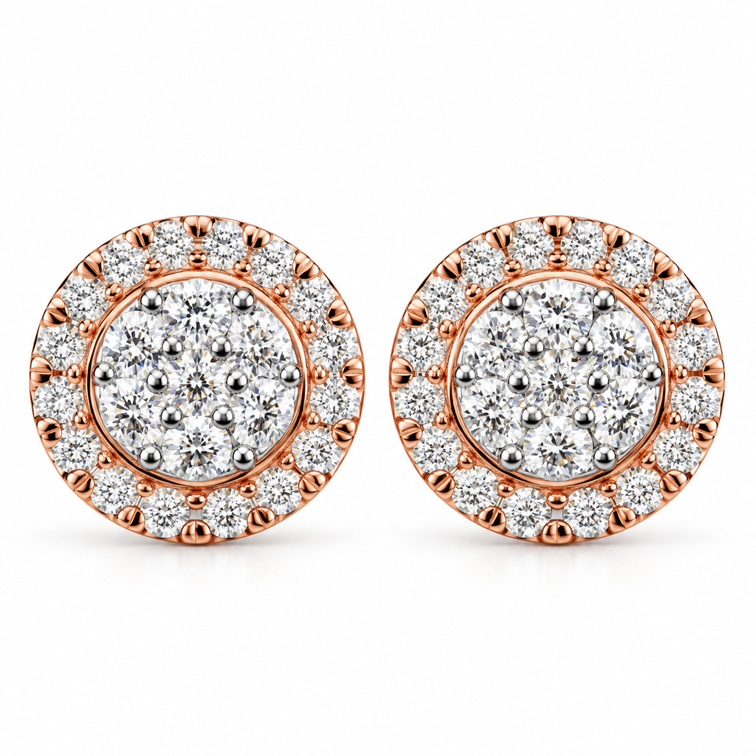 Floral Halo Hip Hop Diamond Stud Earrings for Unisex