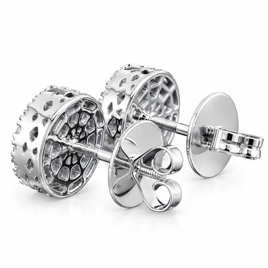 Floral Halo Hip Hop Diamond Stud Earrings for Unisex