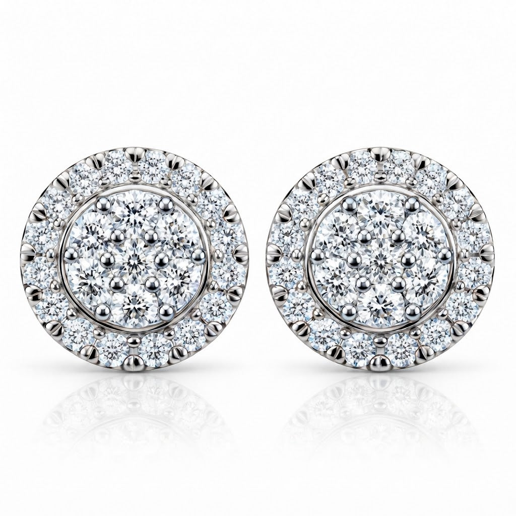 Floral Halo Hip Hop Diamond Stud Earrings for Unisex