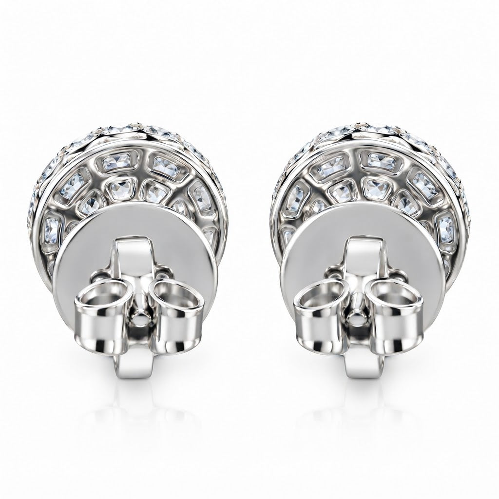 Floral Halo Hip Hop Diamond Stud Earrings for Unisex