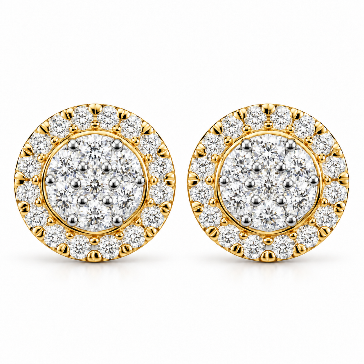 Floral Halo Hip Hop Diamond Stud Earrings for Unisex