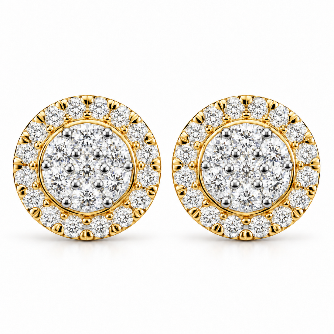 Floral Halo Hip Hop Diamond Stud Earrings for Unisex