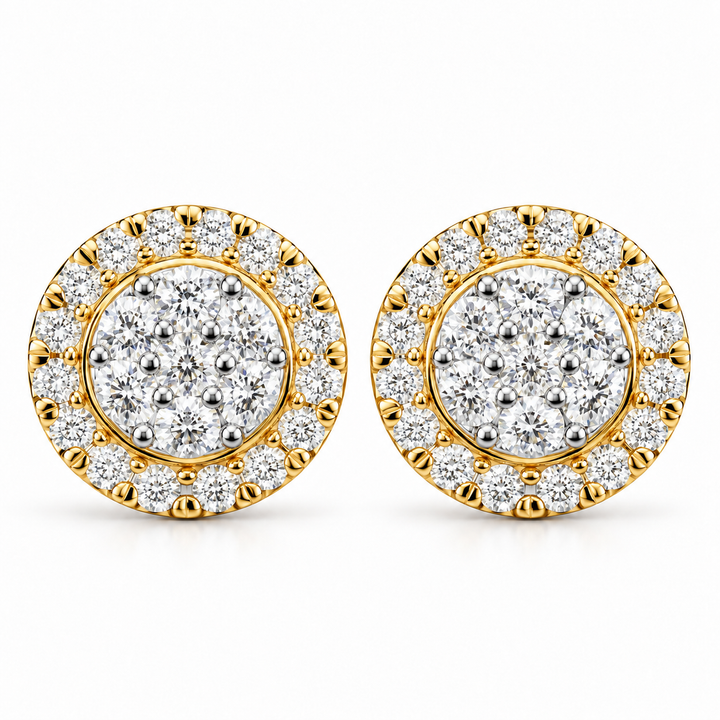 Floral Halo Hip Hop Diamond Stud Earrings for Unisex