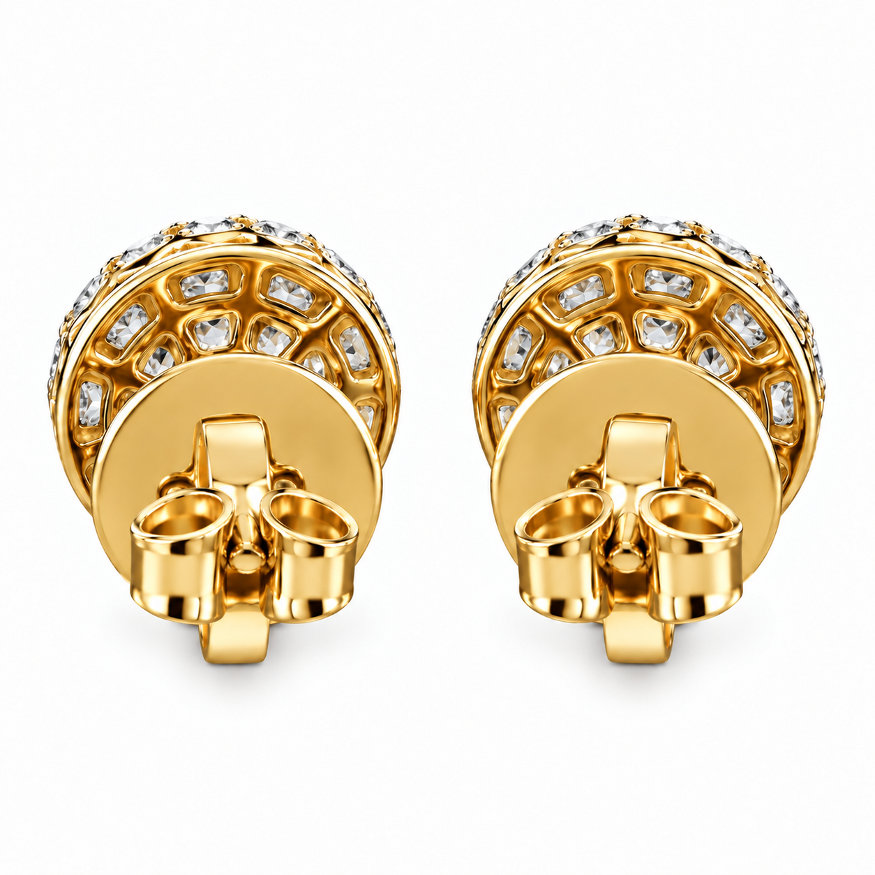 Floral Halo Hip Hop Diamond Stud Earrings for Unisex