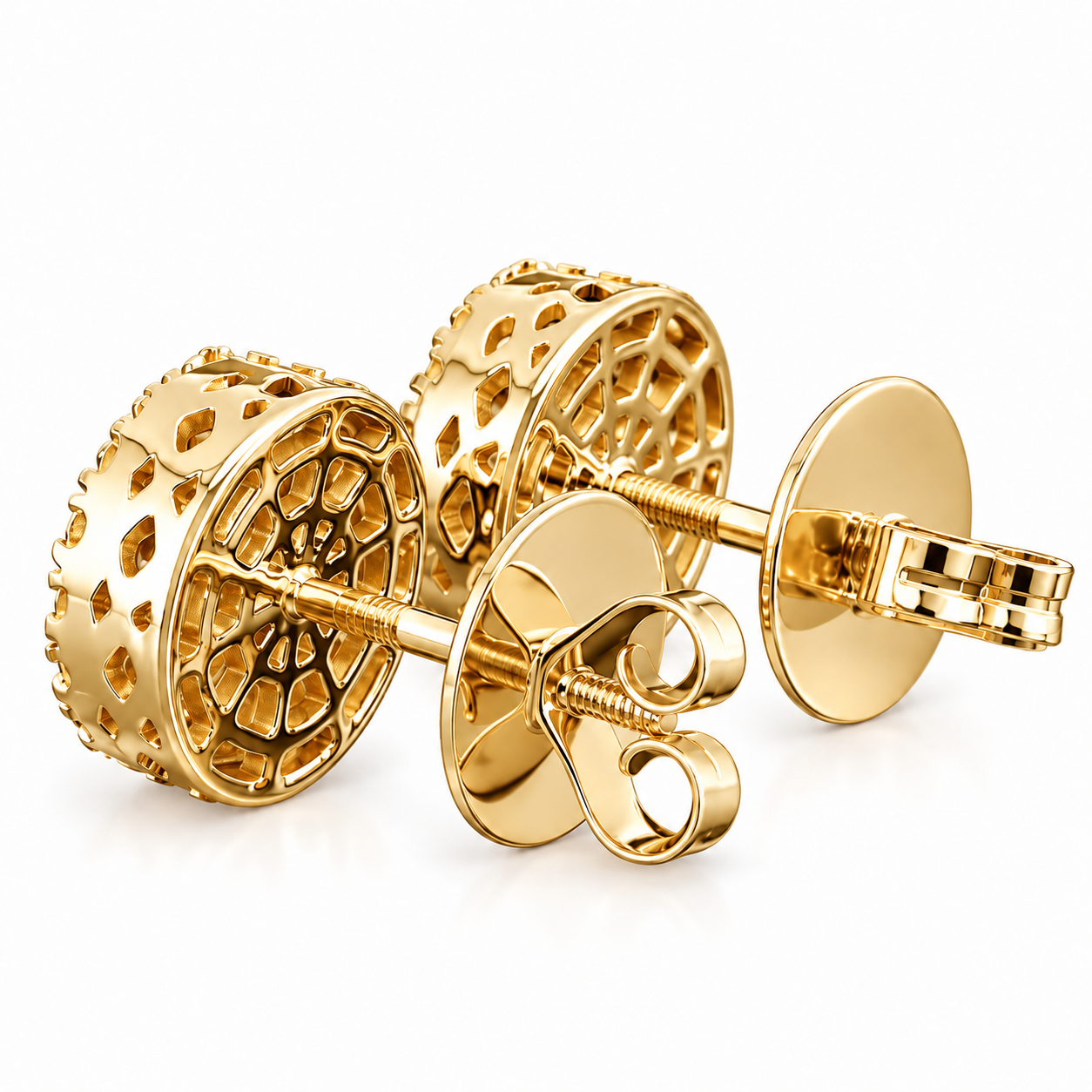 Floral Halo Hip Hop Diamond Stud Earrings for Unisex