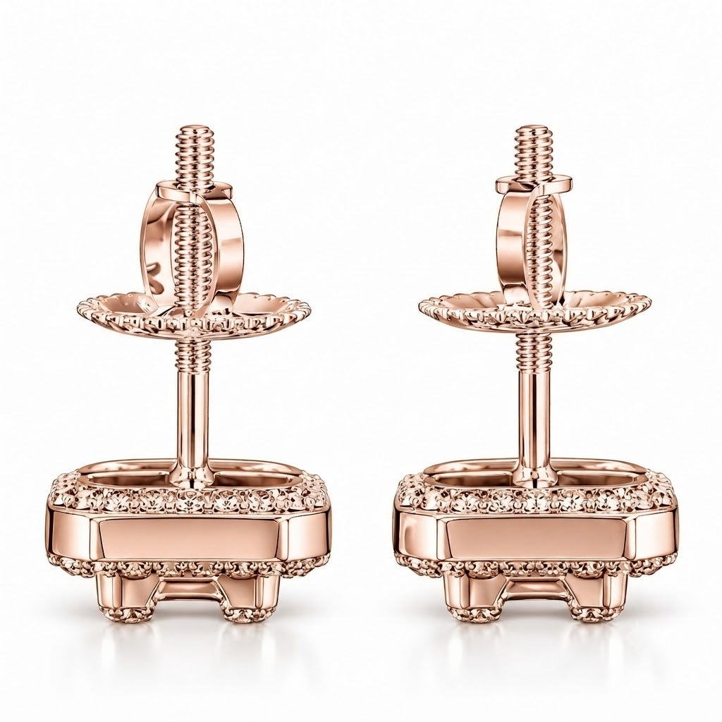 Moissanite Diamond Round Baguette Flower Style Men's Earring