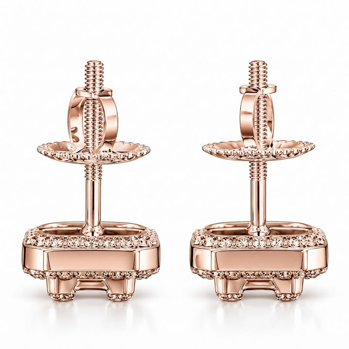 Moissanite Diamond Round Baguette Flower Style Men's Earring