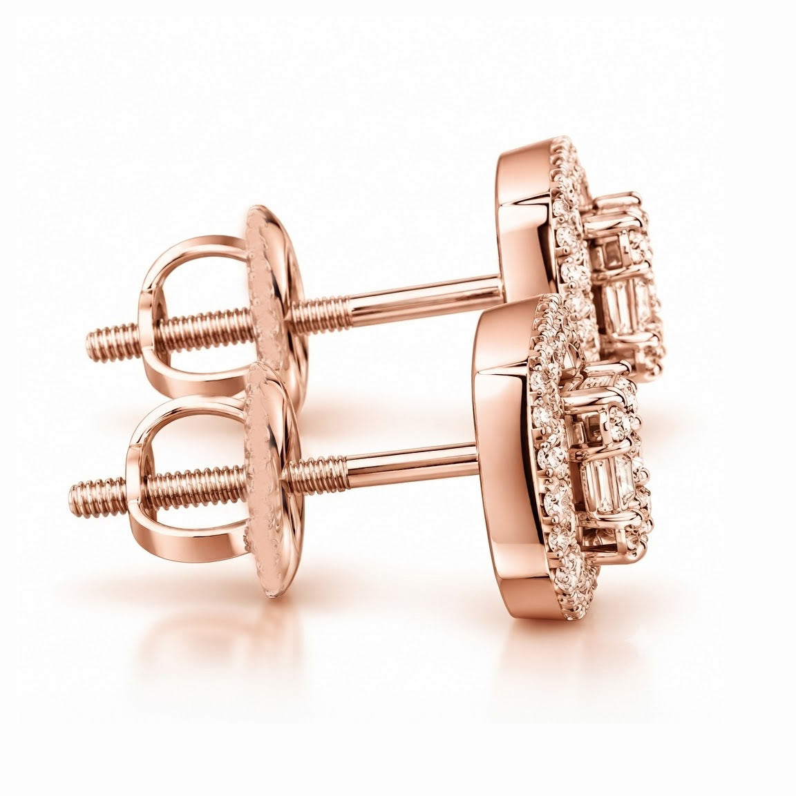 Moissanite Diamond Round Baguette Flower Style Men's Earring