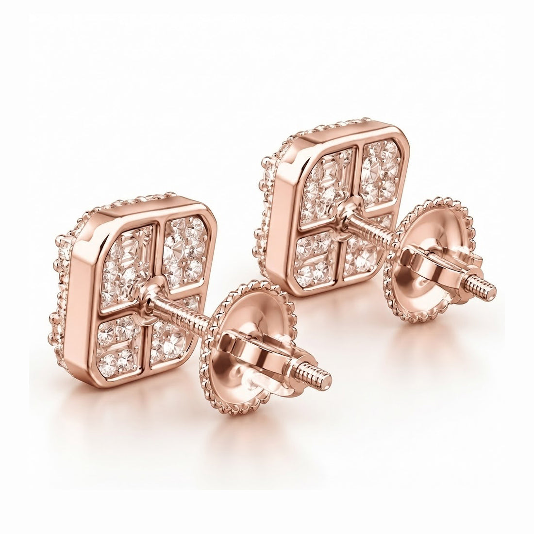 Moissanite Diamond Round Baguette Flower Style Men's Earring