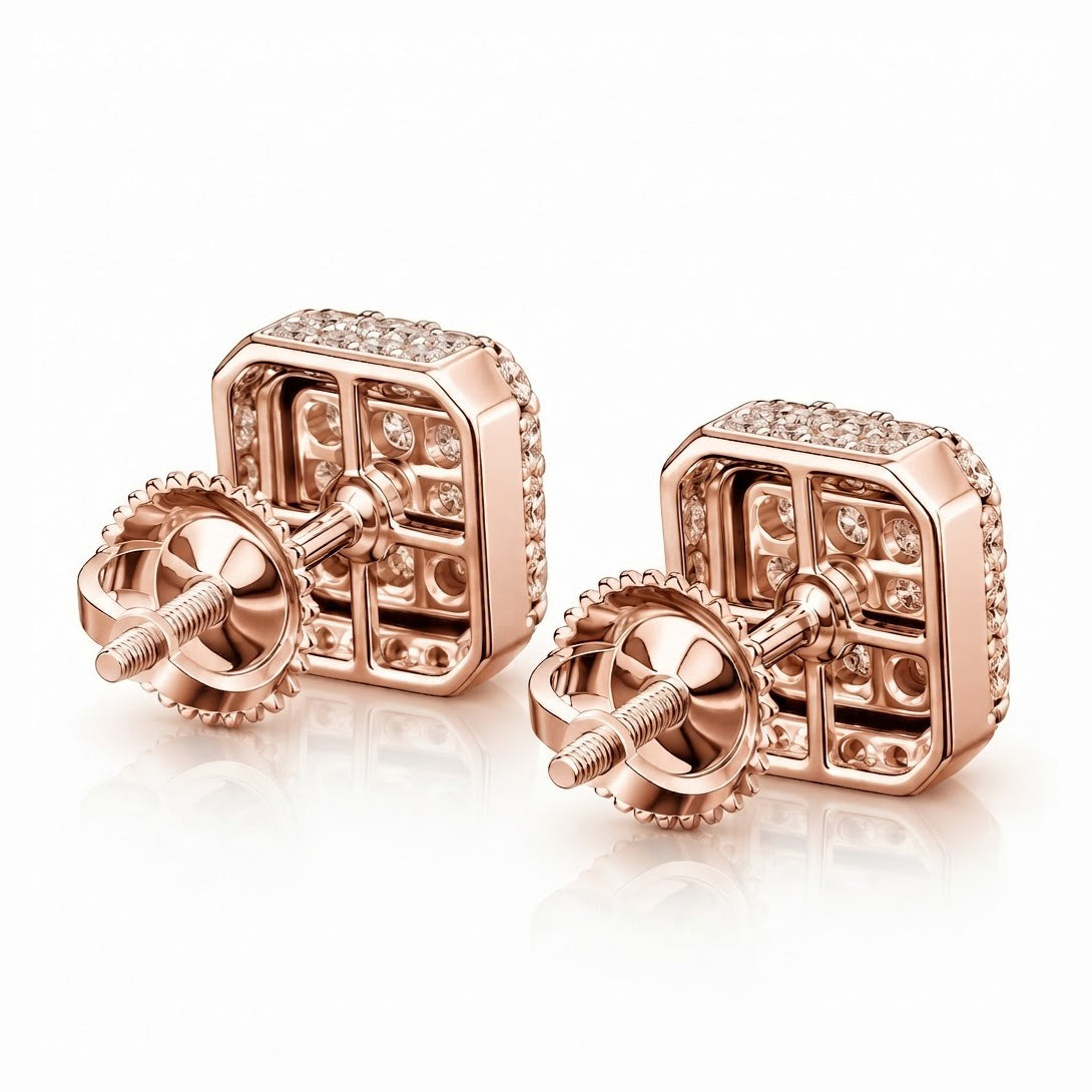 Moissanite Diamond Round Baguette Flower Style Men's Earring