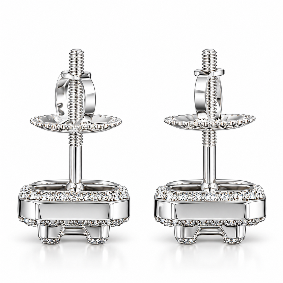 Moissanite Diamond Round Baguette Flower Style Men's Earring