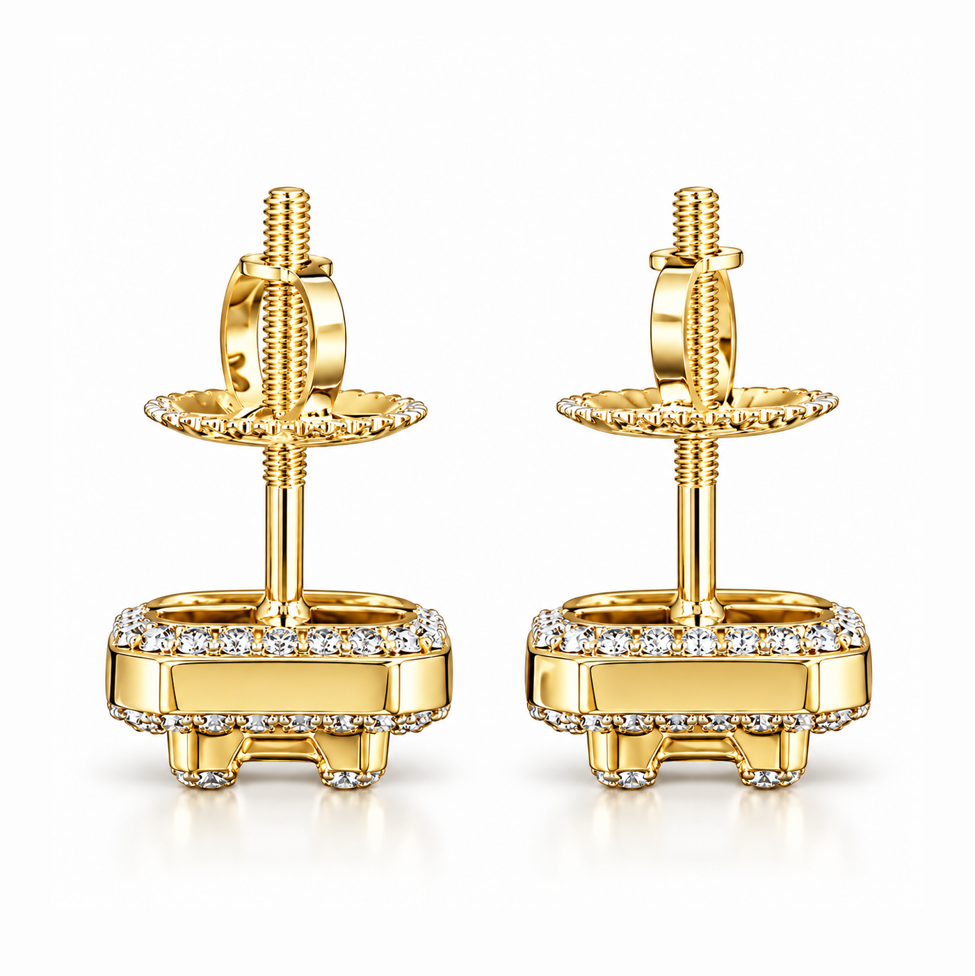Moissanite Diamond Round Baguette Flower Style Men's Earring