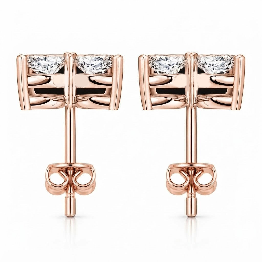 Dainty Flower Marquise Cut Moissanite Stud Earrings