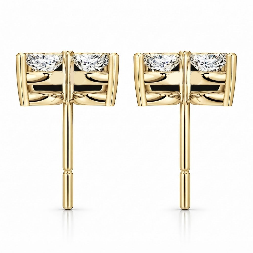 Dainty Flower Marquise Cut Moissanite Stud Earrings