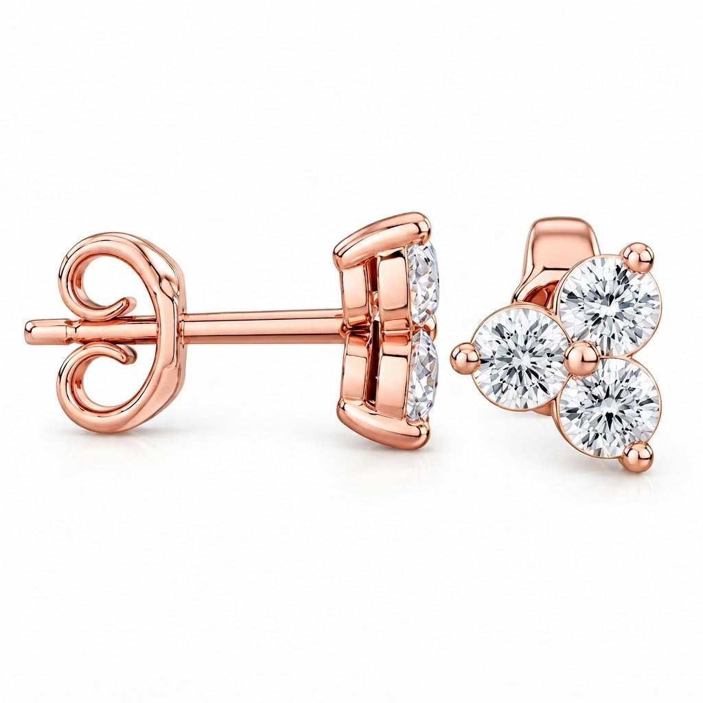 Three Stone Moissanite Stud Earrings For Unisex