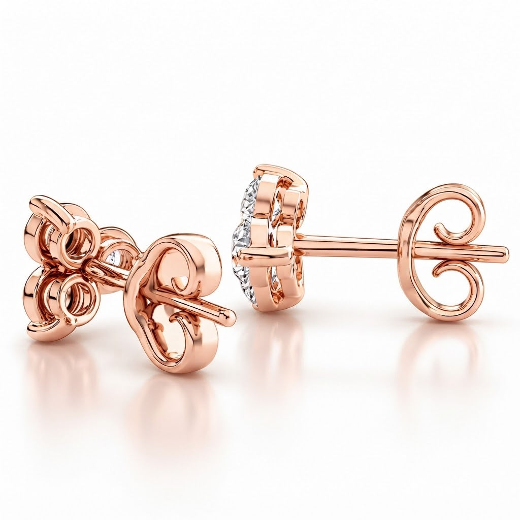Three Stone Moissanite Stud Earrings For Unisex