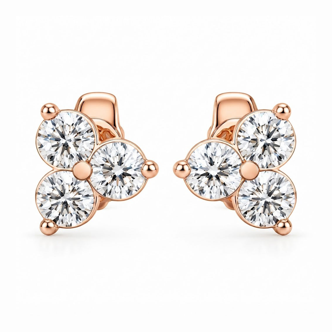 Three Stone Moissanite Stud Earrings For Unisex