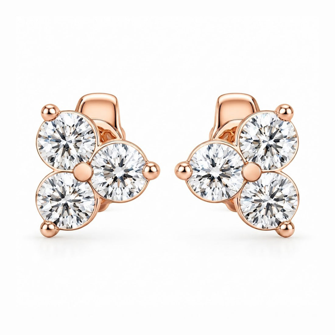 Three Stone Moissanite Stud Earrings For Unisex