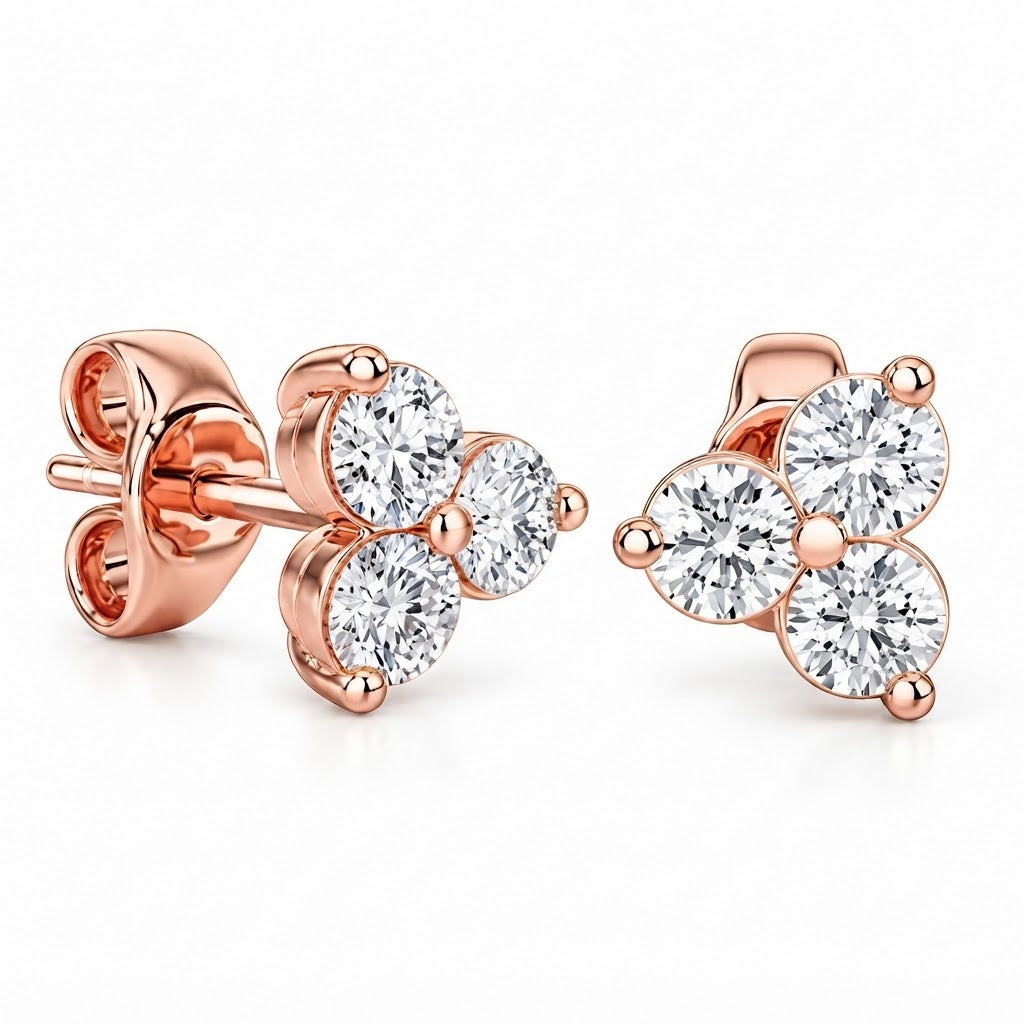 Three Stone Moissanite Stud Earrings For Unisex
