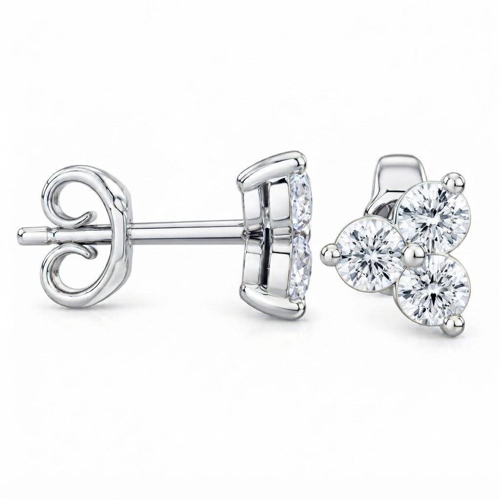 Three Stone Moissanite Stud Earrings For Unisex