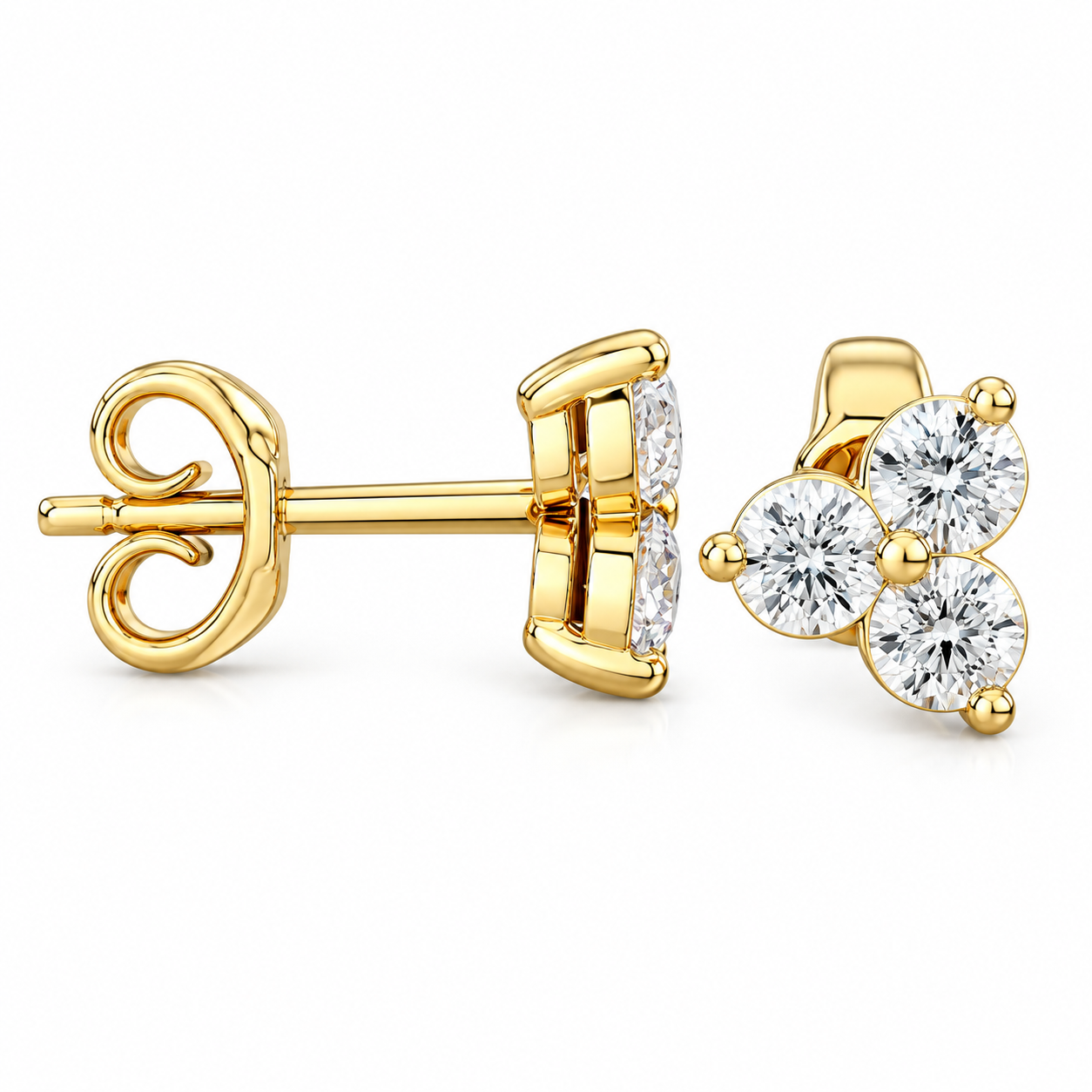 Three Stone Moissanite Stud Earrings For Unisex