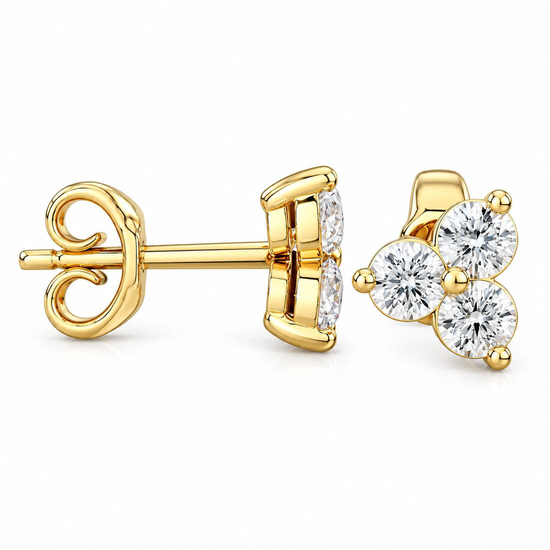 Three Stone Moissanite Stud Earrings For Unisex
