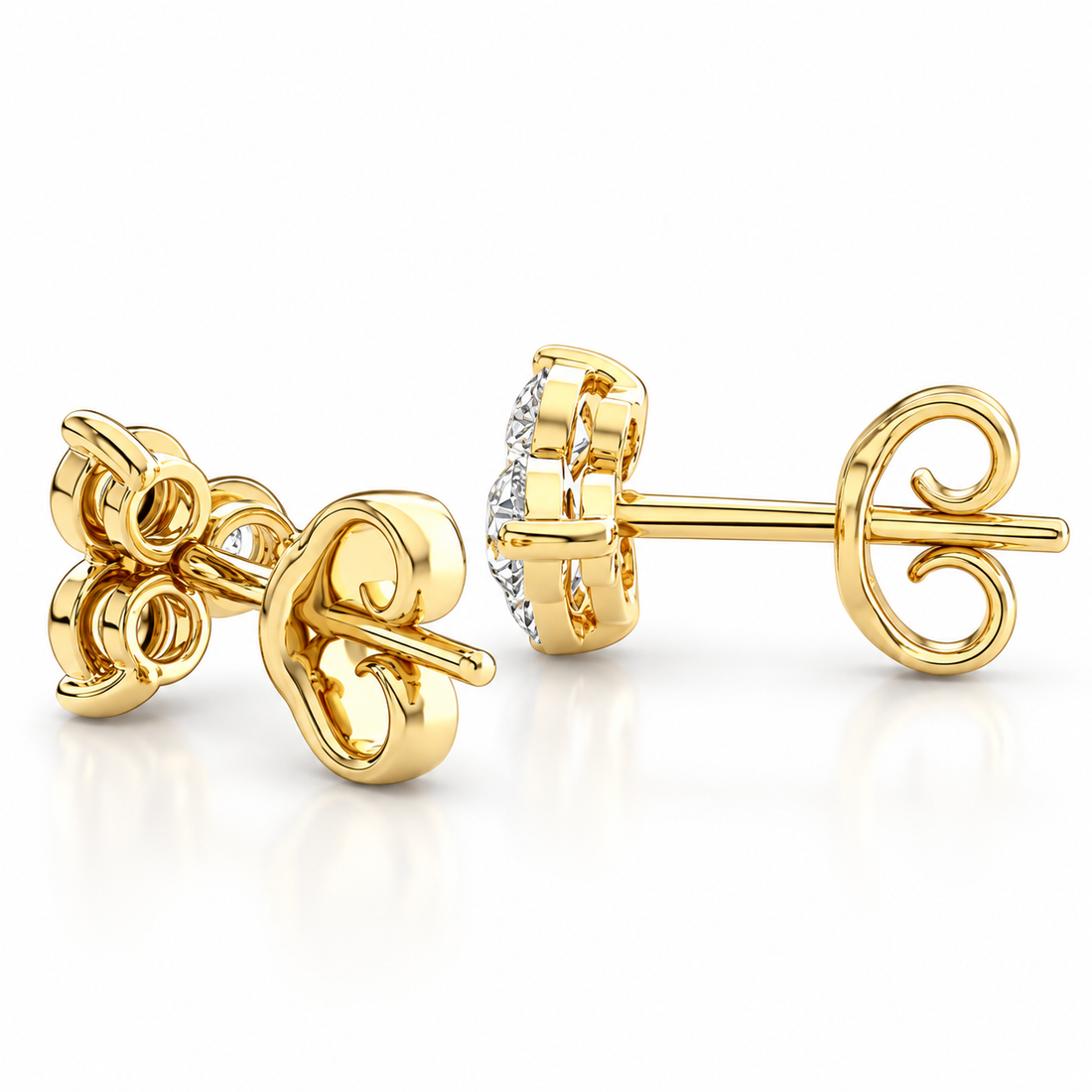 Three Stone Moissanite Stud Earrings For Unisex