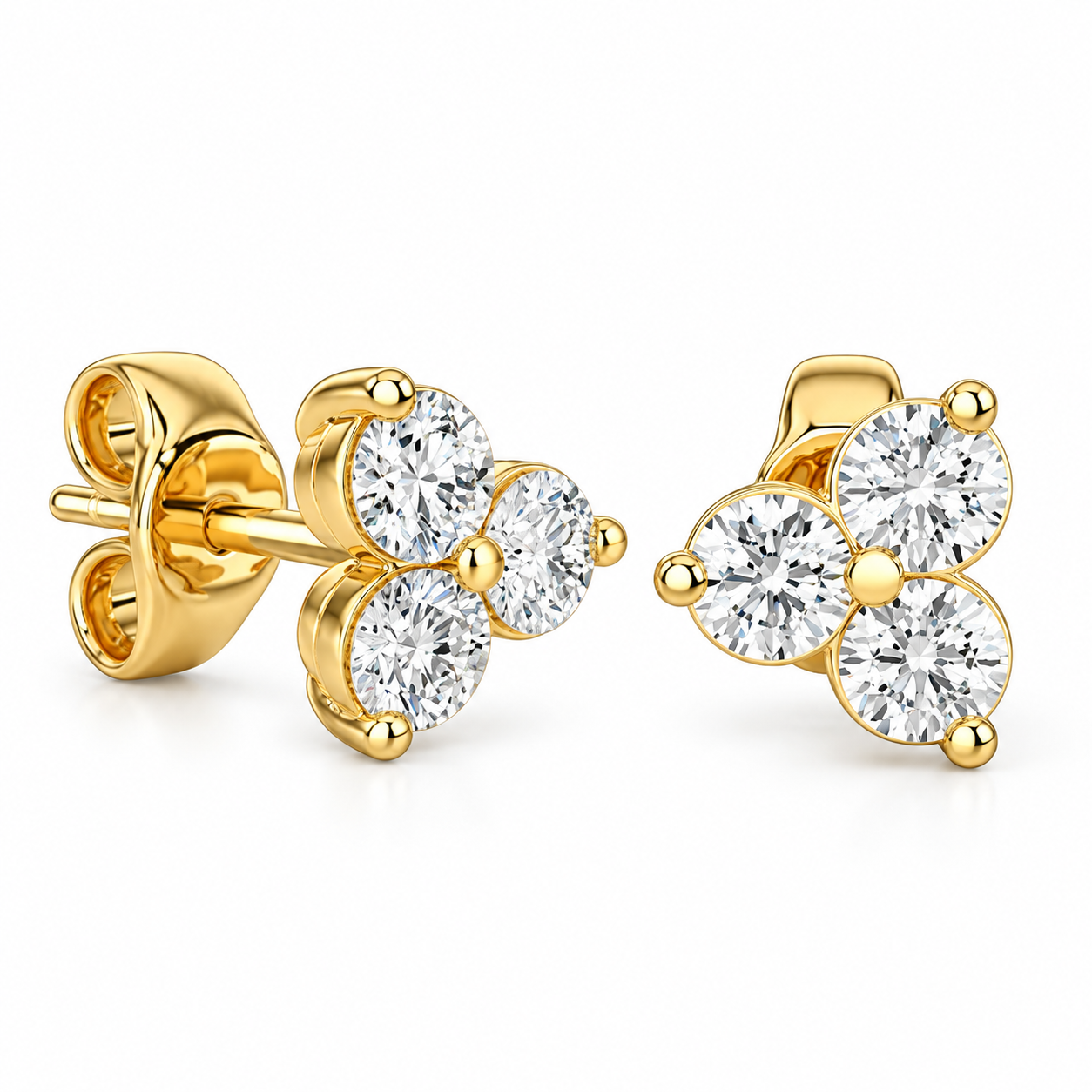 Three Stone Moissanite Stud Earrings For Unisex