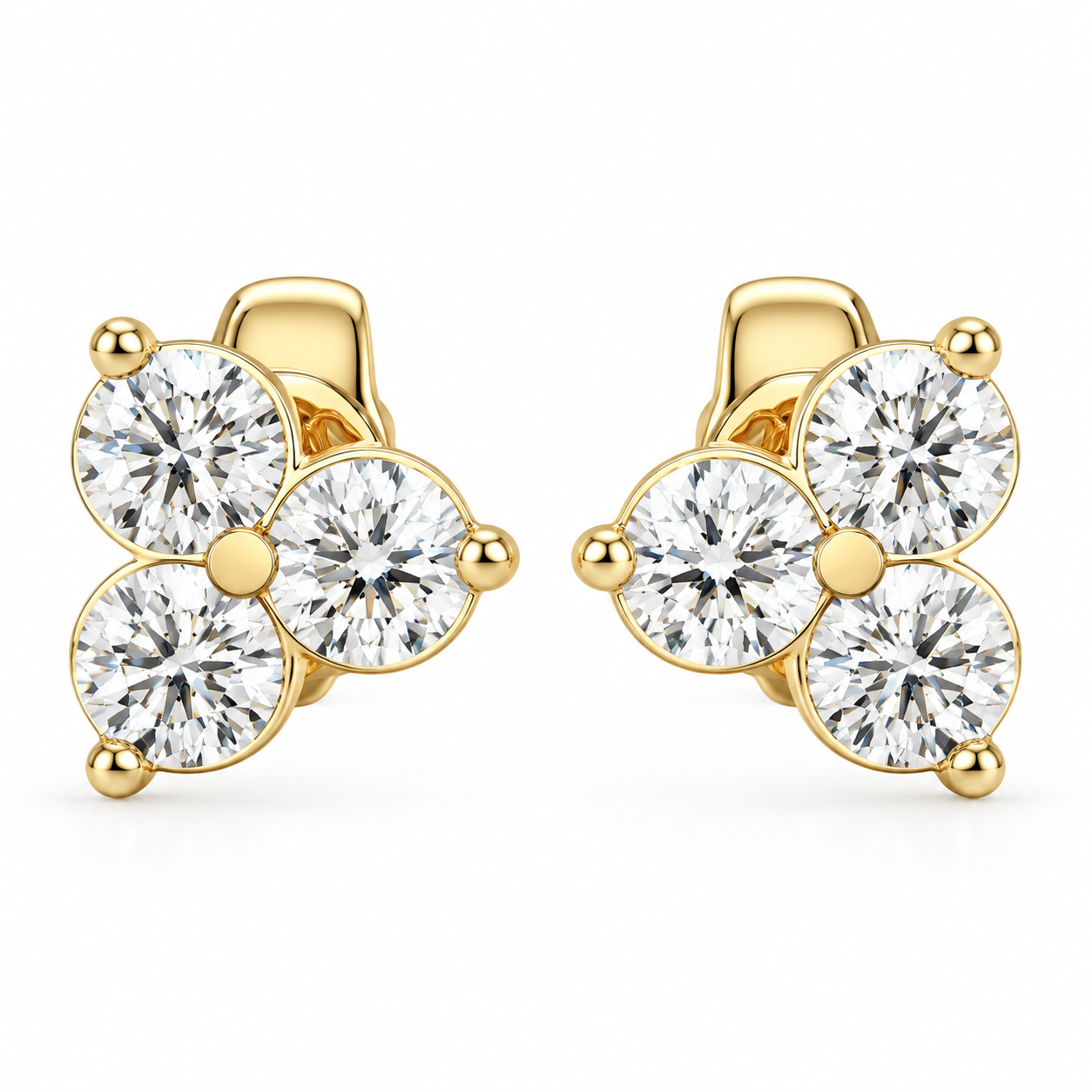 Three Stone Moissanite Stud Earrings For Unisex