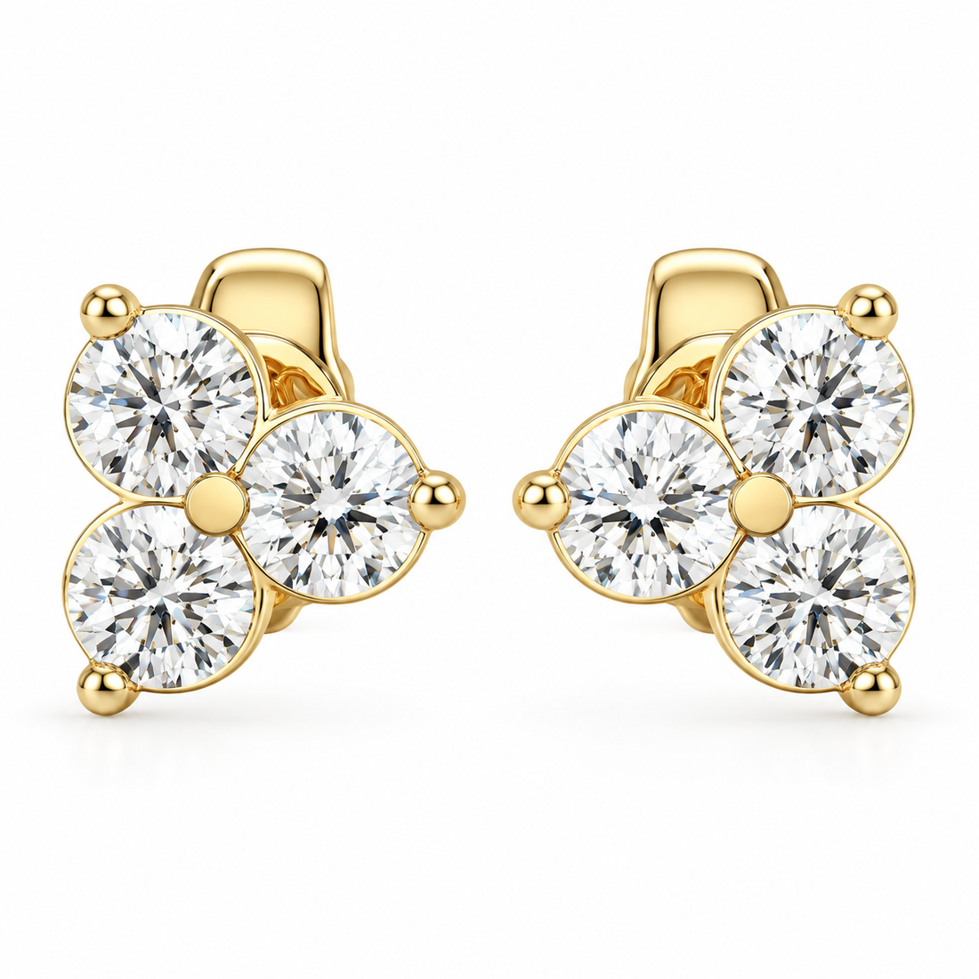 Three Stone Moissanite Stud Earrings For Unisex