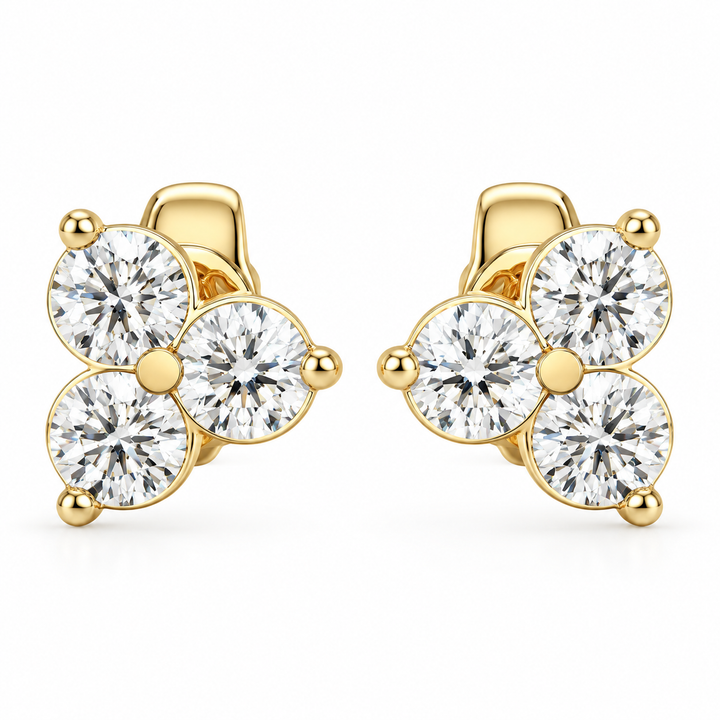 Three Stone Moissanite Stud Earrings For Unisex
