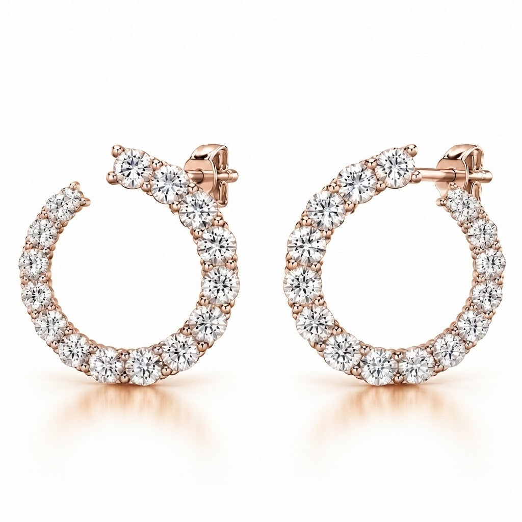 Open Hoop Moissanite Diamond Stud Earrings