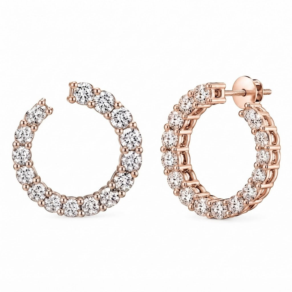 Open Hoop Moissanite Diamond Stud Earrings