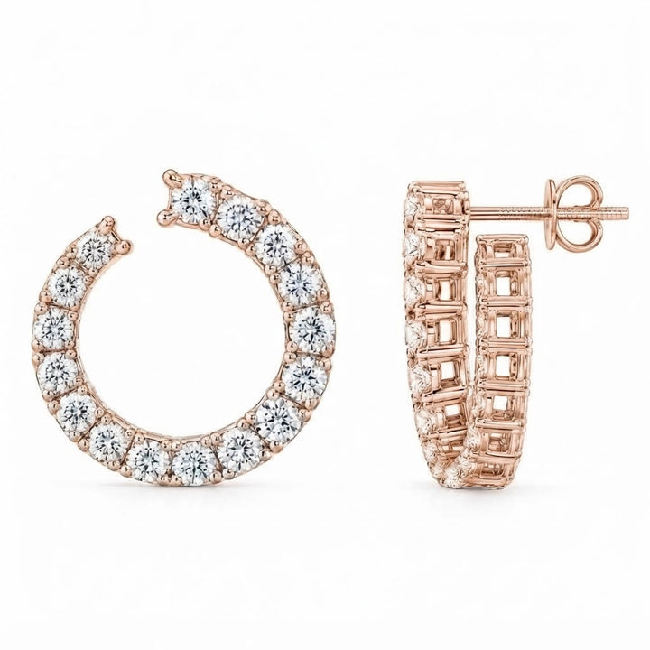 Open Hoop Moissanite Diamond Stud Earrings