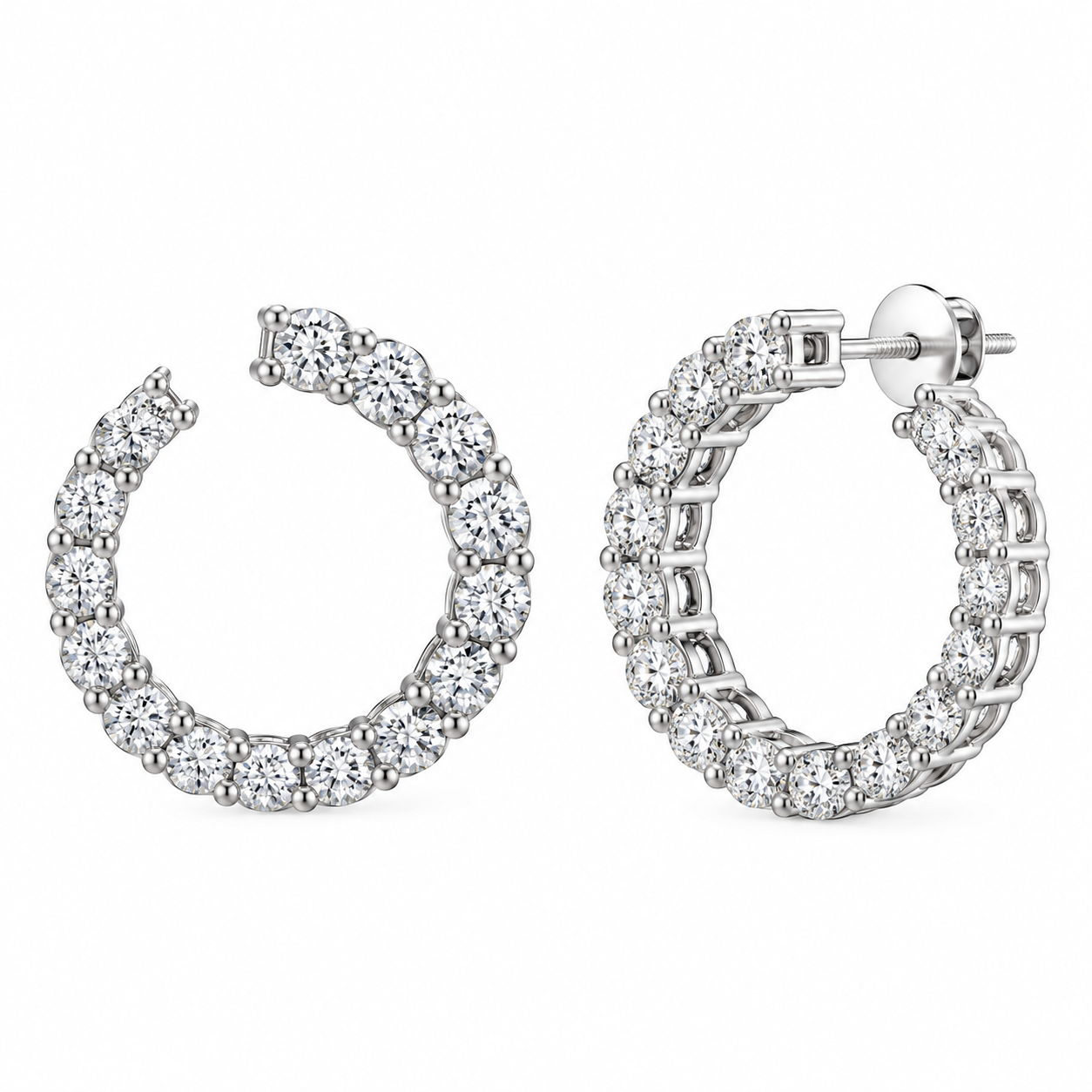 Open Hoop Moissanite Diamond Stud Earrings