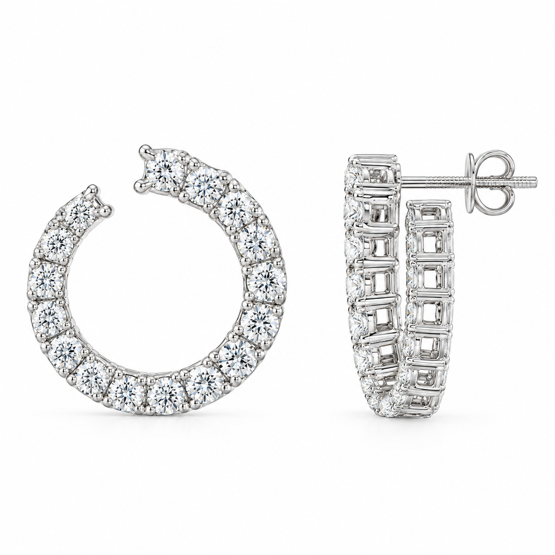 Open Hoop Moissanite Diamond Stud Earrings