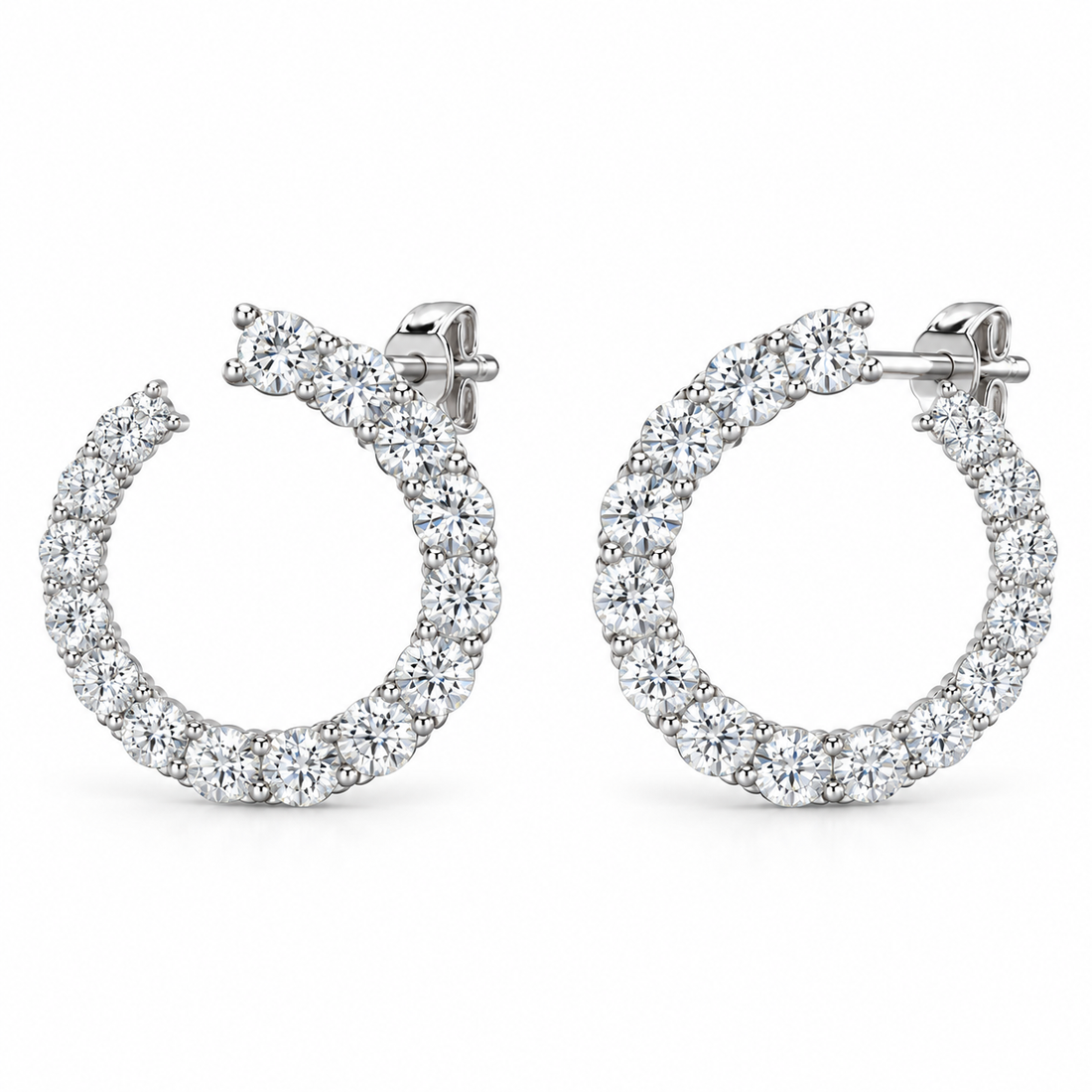Open Hoop Moissanite Diamond Stud Earrings