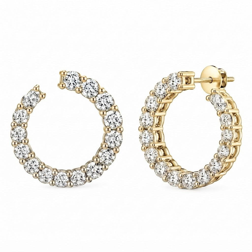 Open Hoop Moissanite Diamond Stud Earrings