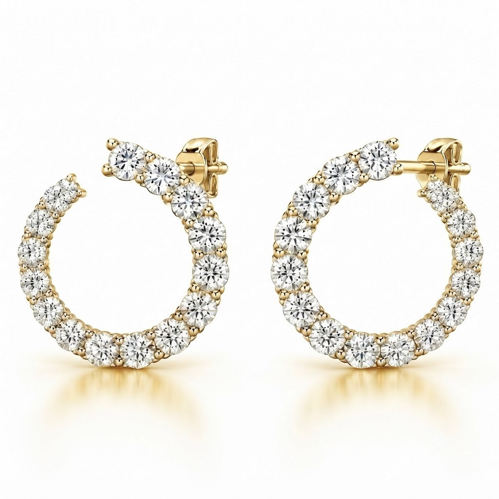 Open Hoop Moissanite Diamond Stud Earrings