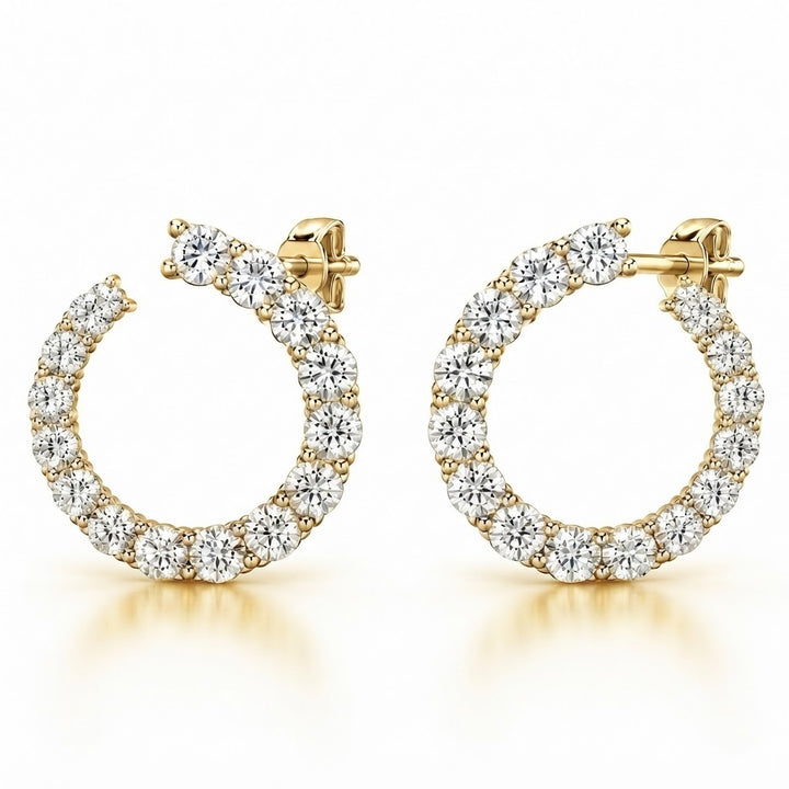 Open Hoop Moissanite Diamond Stud Earrings