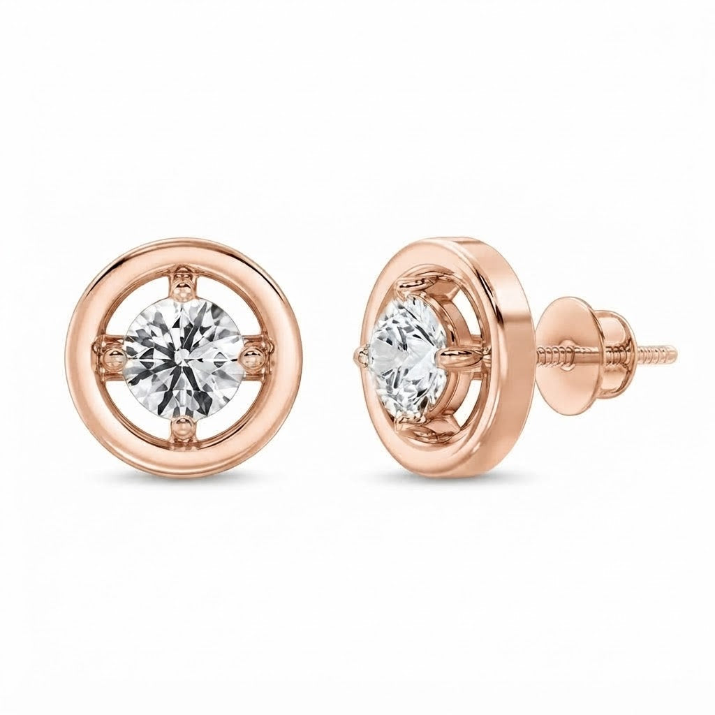 Solitaire Round Moissanite Diamond Stud Earrings