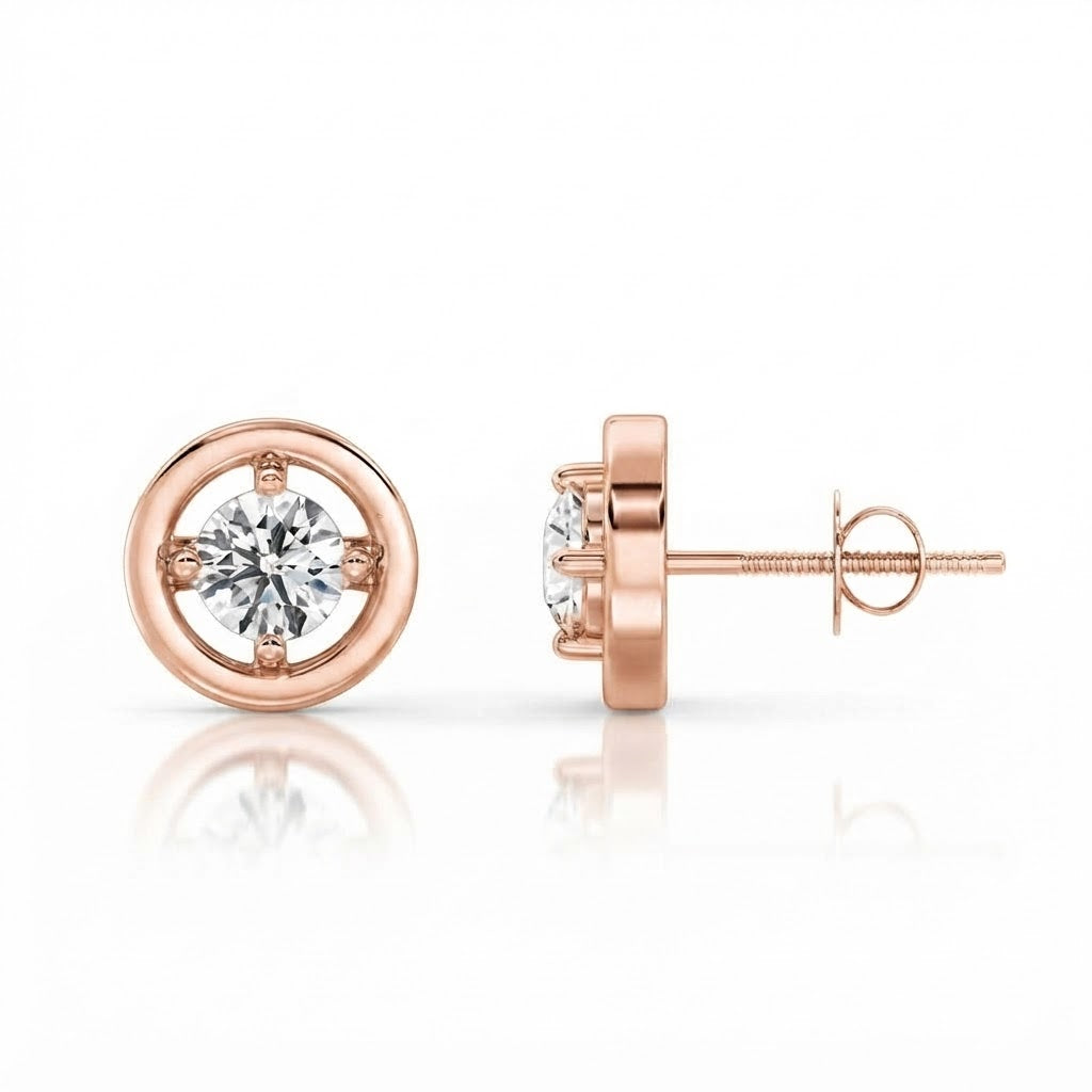 Solitaire Round Moissanite Diamond Stud Earrings