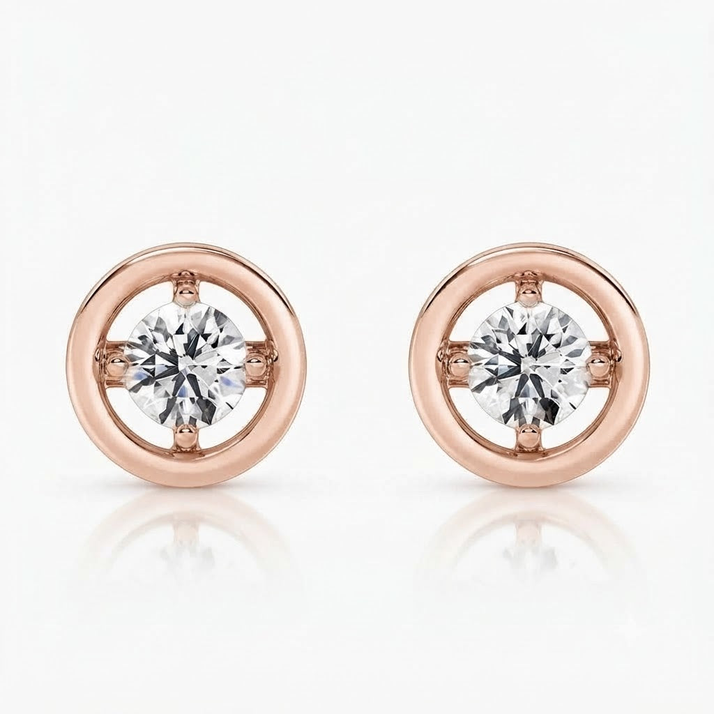 Solitaire Round Moissanite Diamond Stud Earrings