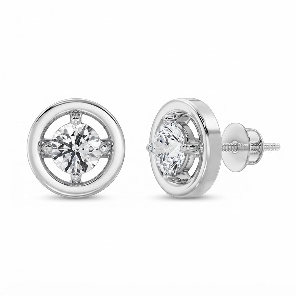 Solitaire Round Moissanite Diamond Stud Earrings
