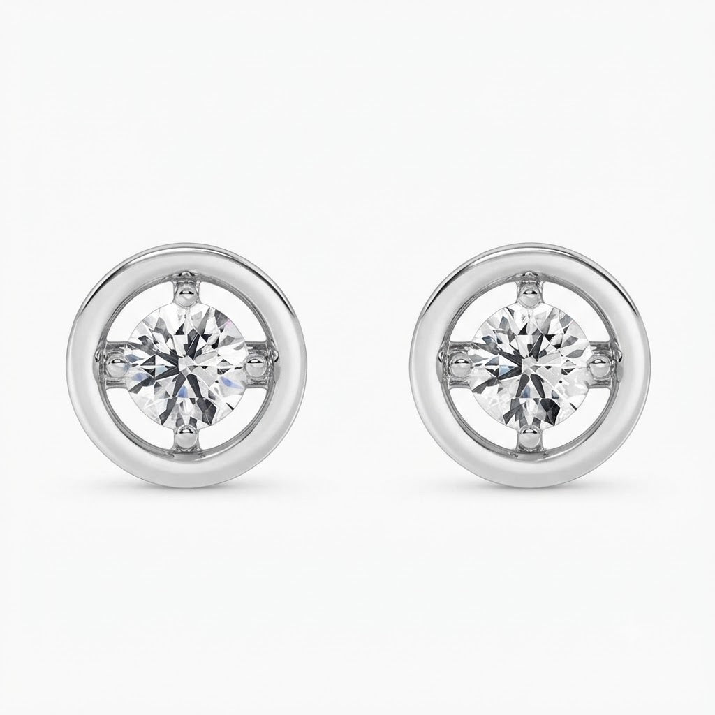 Solitaire Round Moissanite Diamond Stud Earrings
