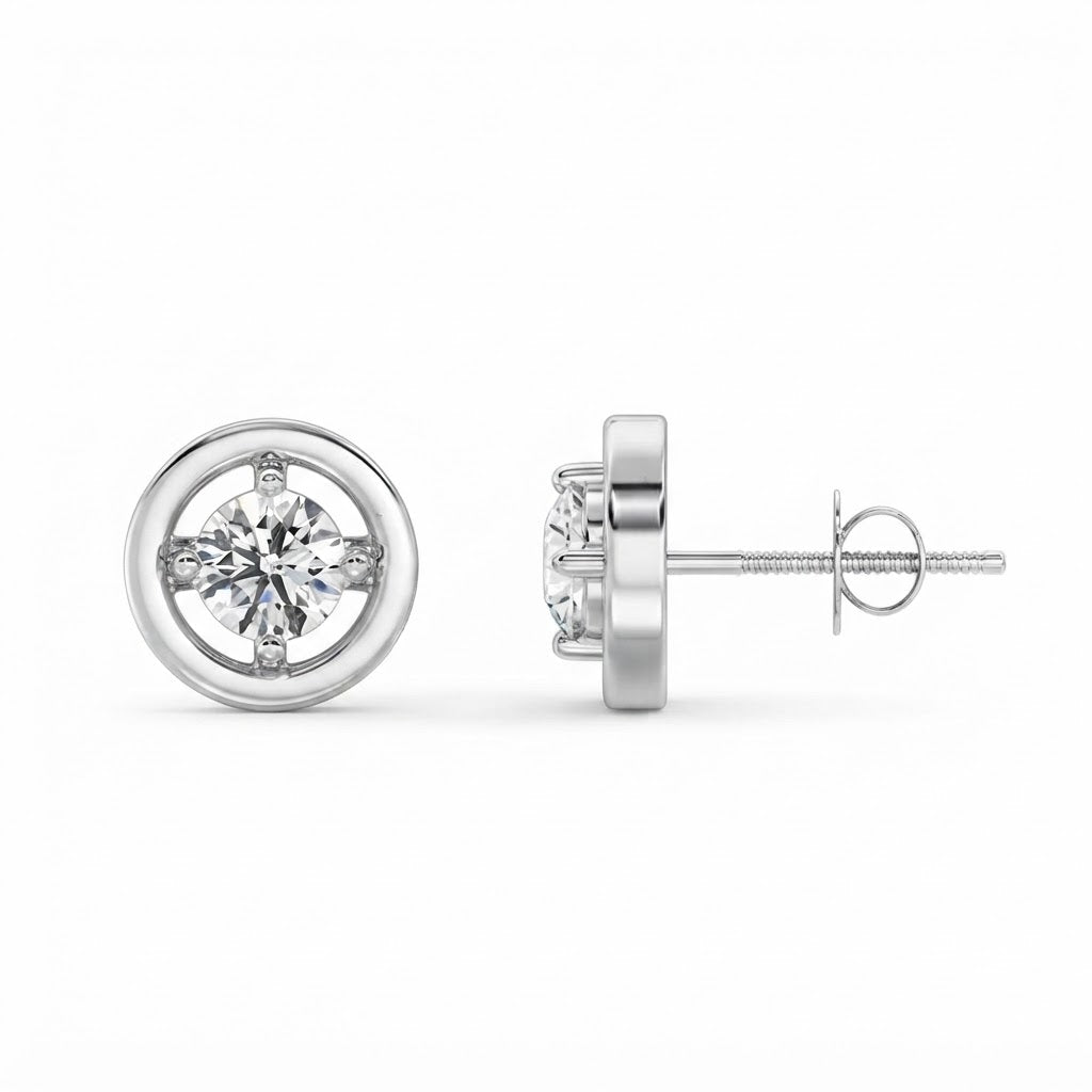 Solitaire Round Moissanite Diamond Stud Earrings