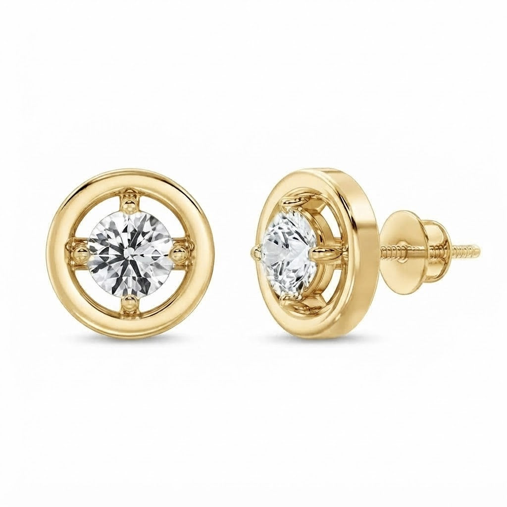Solitaire Round Moissanite Diamond Stud Earrings