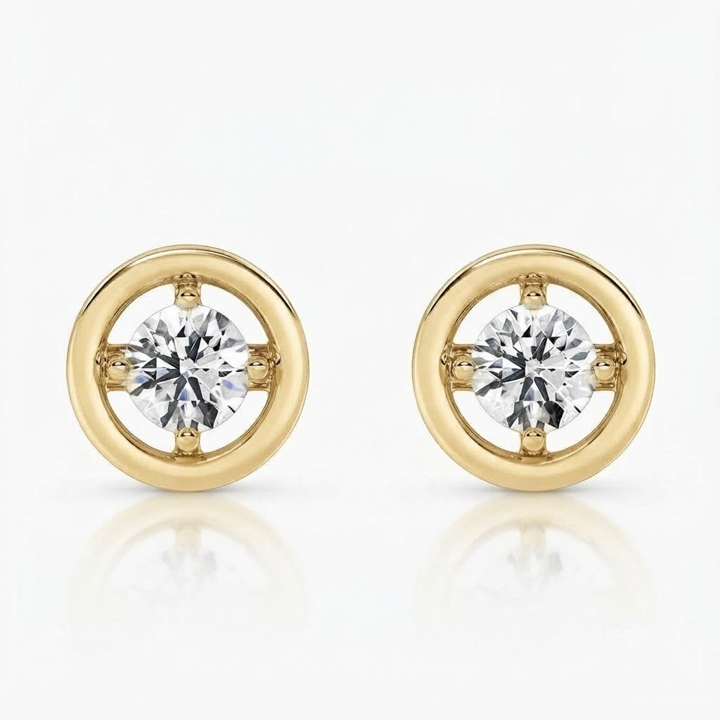 Solitaire Round Moissanite Diamond Stud Earrings