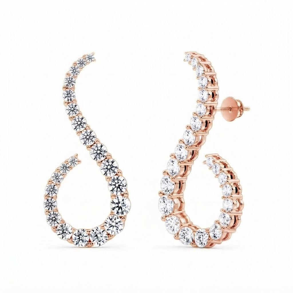 Stylish Moissanite "S" Shape Diamond Stud Earrings