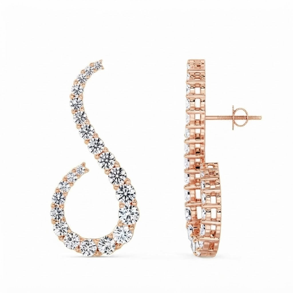 Stylish Moissanite "S" Shape Diamond Stud Earrings